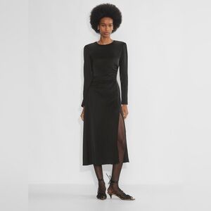 Wilfred Free Melita Sating Long Sleeve Midi Dress - Black - Size 4 - Retail $210